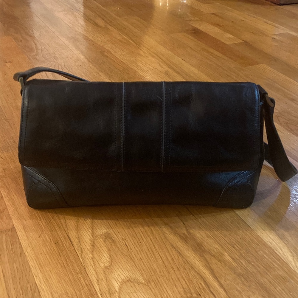 Vintage Rolfs Black Leather Shoulder Bag